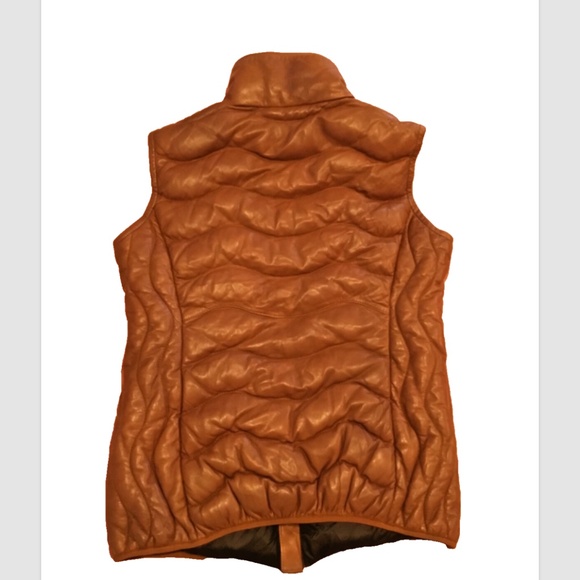 🤠 Scully Leather Western Vest Womens Ribbed Cognac Soft Zip Stand Collar 🤠 - Picture 10 of 10